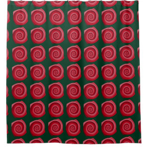 Red roses on a green backgroundabstract, backgroun shower curtain