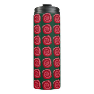 Red roses on a green backgroundabstract, backgroun thermal tumbler