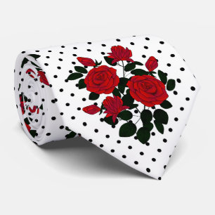 Red roses on a polka dot background. tie