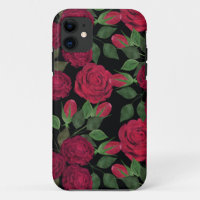 Red roses on black.