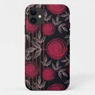 Red roses on black.  iPhone 11 case