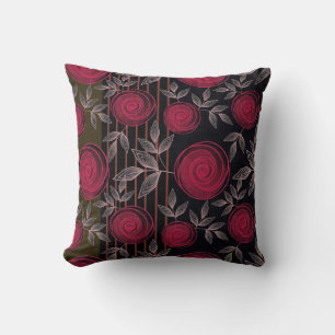 Red roses on black.  cushion
