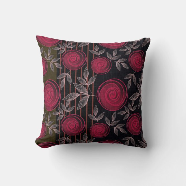 Red roses on black.  cushion (Front)