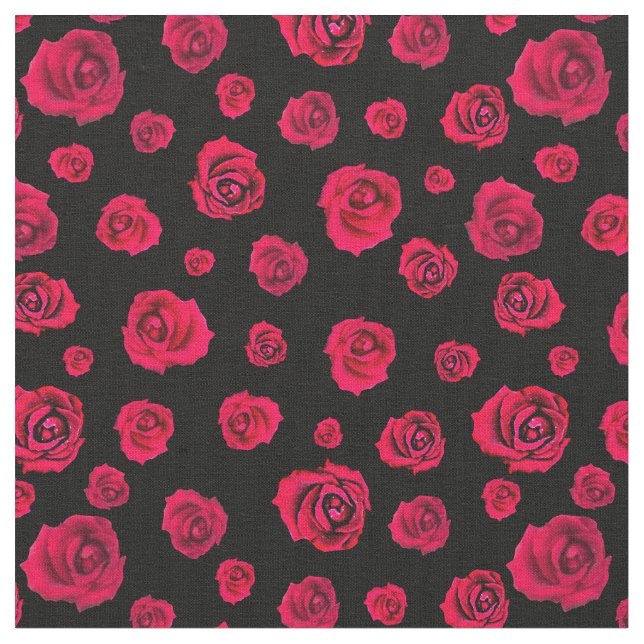 Red Roses on Black  Fabric (Close Up)