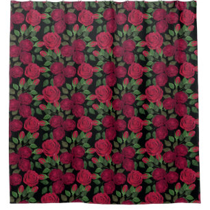Red roses on black. shower curtain