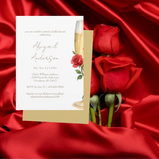 Red Roses on Champagne Bridal Shower Invitation (Creator Uploaded)