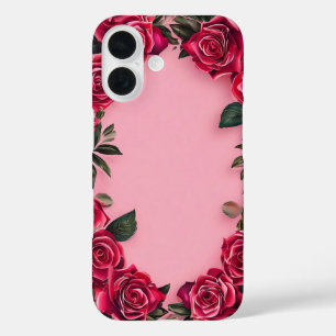 Red Roses on Pink Background iPhone 16 Case