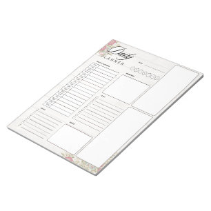 Red roses on wood daily planner notepad