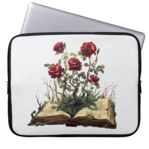 Red Roses & Open Book Laptop Sleeve