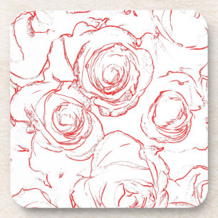 Red Roses Outlines Coaster