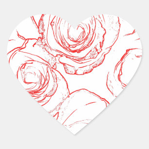Red Roses Outlines Heart Sticker