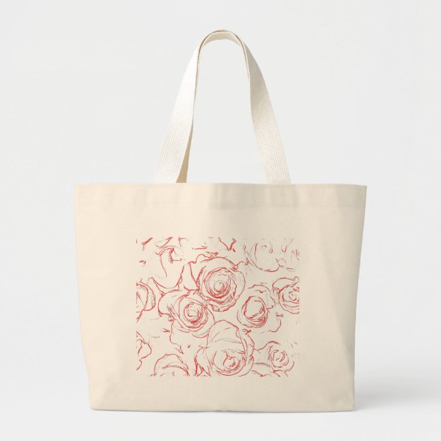 Red Roses Outlines Large Tote Bag (Front)