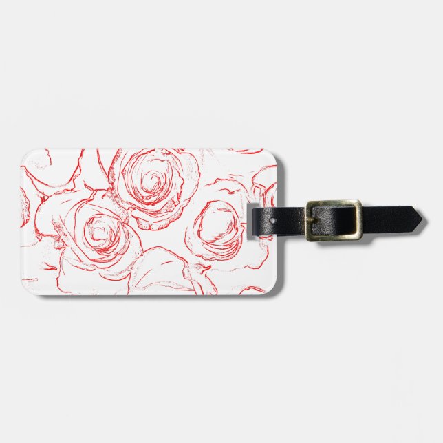 Red Roses Outlines Luggage Tag (Front Horizontal)