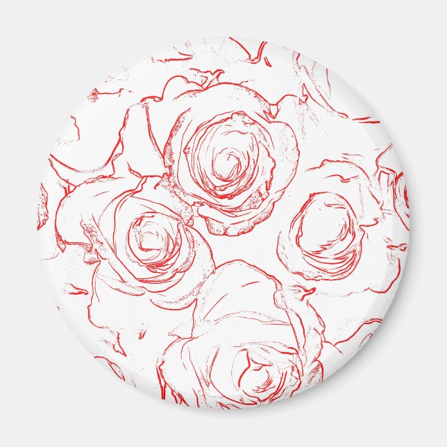 Red Roses Outlines Magnet (Front)