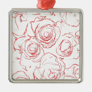 Red Roses Outlines Metal Tree Decoration