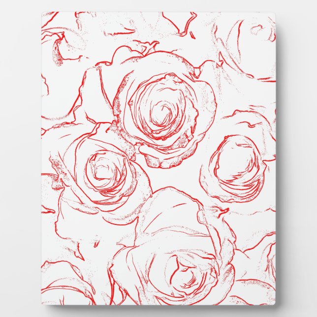 Red Roses Outlines Plaque (Front)