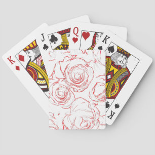 Red Roses Outlines Playing Cards