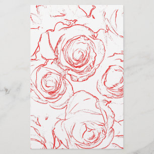 Red Roses Outlines Stationery