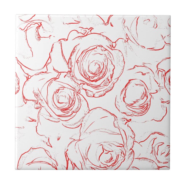 Red Roses Outlines Tile (Front)