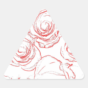 Red Roses Outlines Triangle Sticker