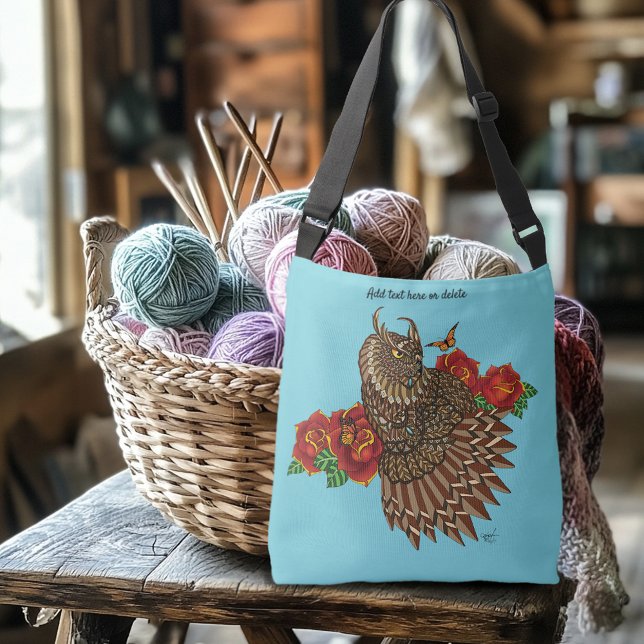 Red Roses Owl Blue Crossbody Bag (Creator Uploaded)