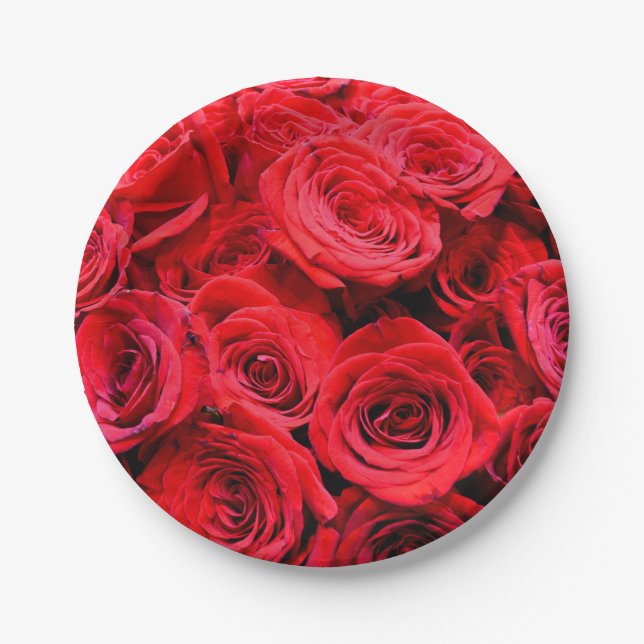 Red Roses Paper Plate (Front)