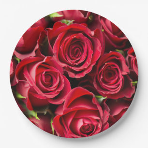 Red Roses Paper Plate