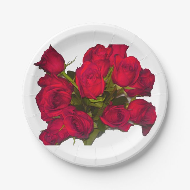 Red Roses Paper Plates (Front)