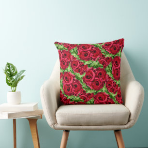 Red Roses Path Flower Garland Cushion