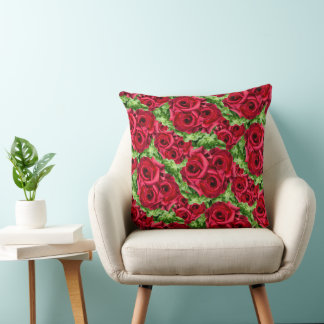 Red Roses Path Flower Garland Cushion