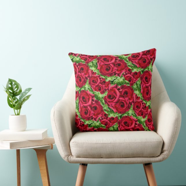 Red Roses Path Flower Garland Cushion (Chair)