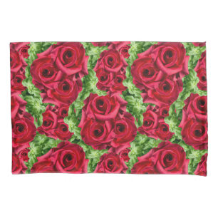 Red Roses Path Flower Garland Pillowcase