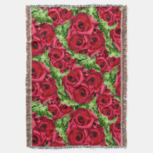 Red Roses Path Flower Garland Throw Blanket (Front Vertical)