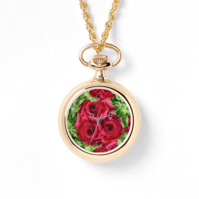 Red Roses Path Flower Garland Watch (Front)