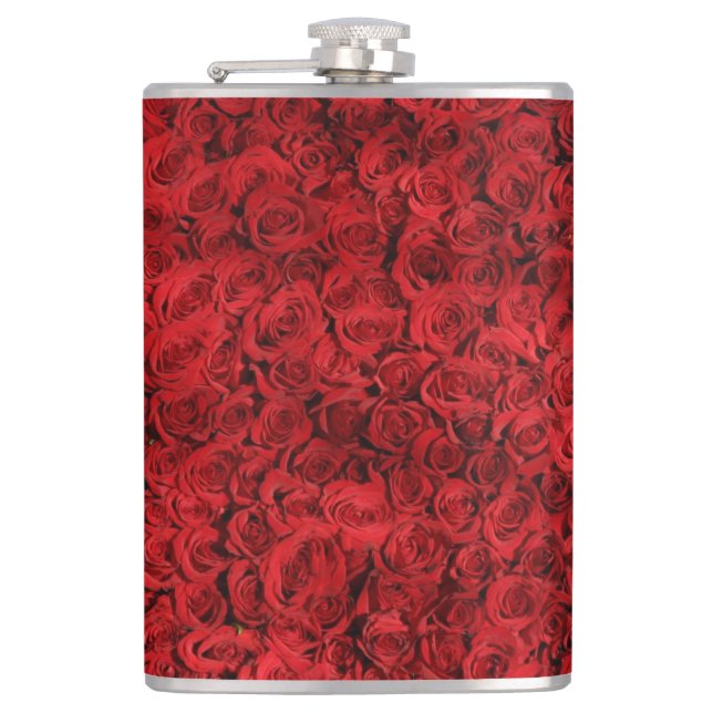 Red Roses Pattern-37431 Hip Flask (Front)