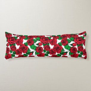 Red roses pattern body cushion