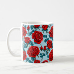 Red roses pattern coffee mug