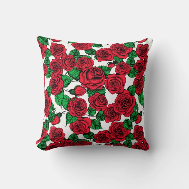 Red roses pattern cushion (Front)