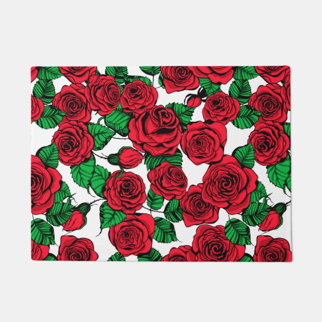 Red roses pattern doormat (Front)