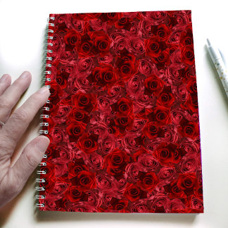 Red roses pattern modern girly college ruled notebook