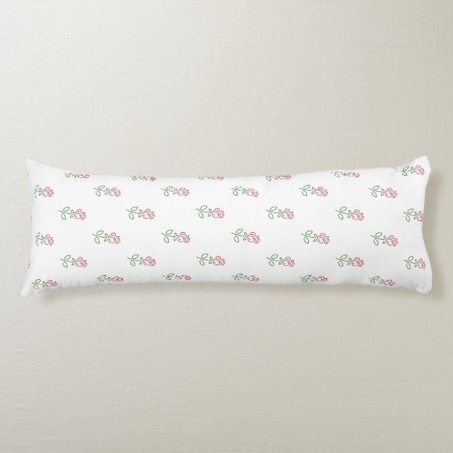 Red Roses, Pattern Of Roses, Flowers Body Cushion (Front)