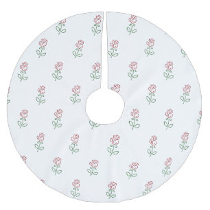 Red Roses, Pattern Of Roses, Flowers Brushed Polyester Tree Skirt