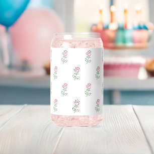 Red Roses, Pattern Of Roses, Flowers Can Glass