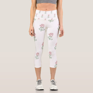Red Roses, Pattern Of Roses, Flowers Capri Leggings