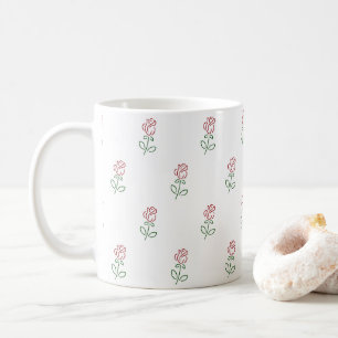 Red Roses, Pattern Of Roses, Flowers Coffee Mug