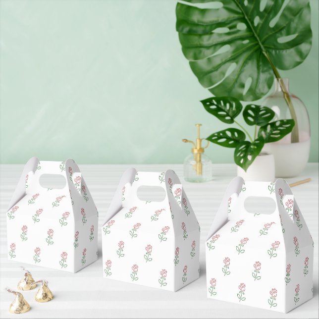Red Roses, Pattern Of Roses, Flowers Favour Box (Multiple)
