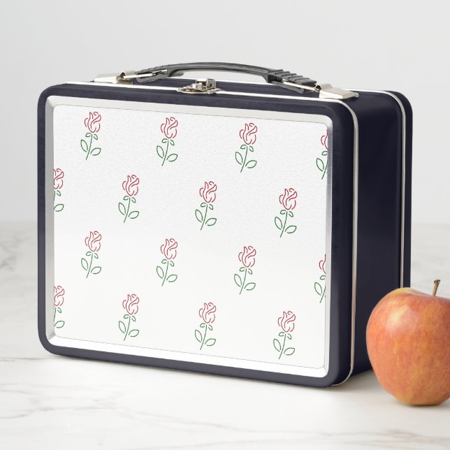 Red Roses, Pattern Of Roses, Flowers Metal Lunch Box (In Situ)