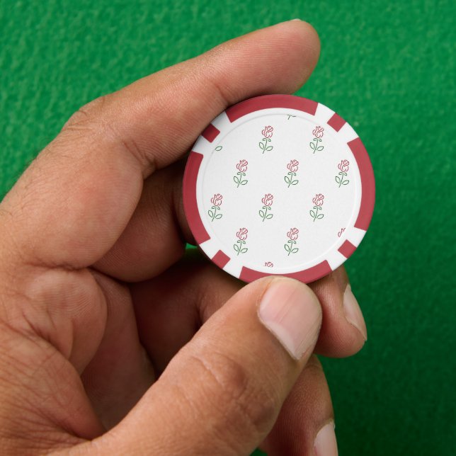 Red Roses, Pattern Of Roses, Flowers Poker Chips (Hand)