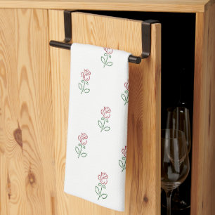 Red Roses, Pattern Of Roses, Flowers Tea Towel