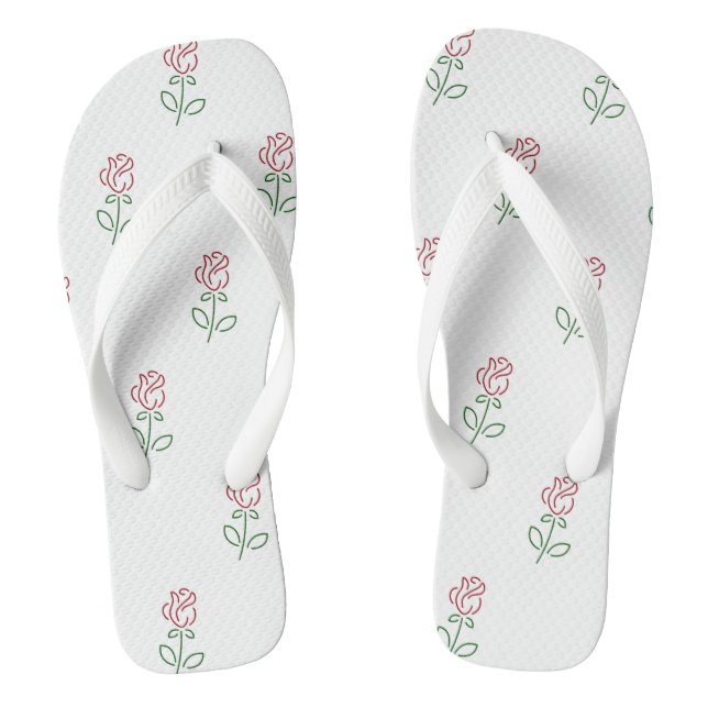 Red Roses, Pattern Of Roses, Flowers Thongs (Footbed)